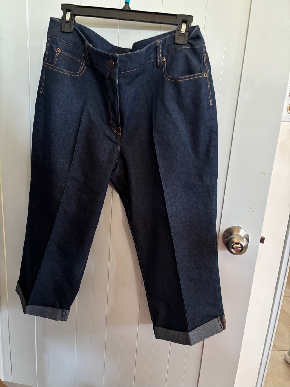 Larry Levine Dark Indigo Cropped Straight Jeans